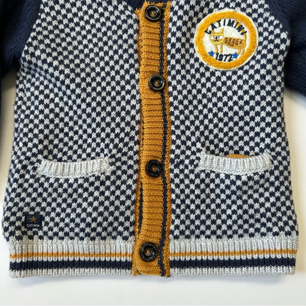 Catimini Jacquard Knit Cardigan, Size 9 Months - Picture 3 of 15